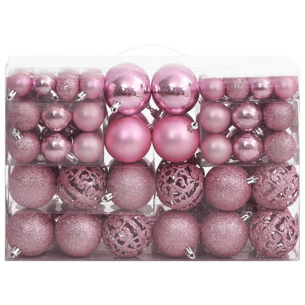 vidaXL 111-delige Kerstballenset polystyreen roze