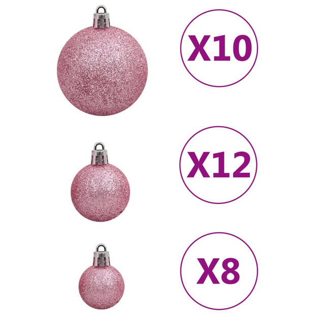 vidaXL 111-delige Kerstballenset polystyreen roze