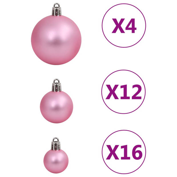 vidaXL 111-delige Kerstballenset polystyreen roze