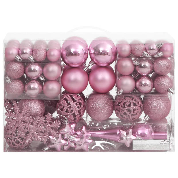 vidaXL 111-delige Kerstballenset polystyreen roze