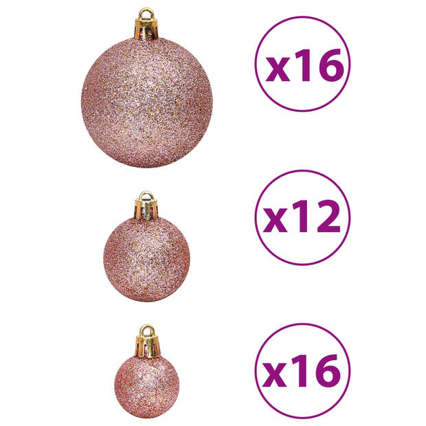 vidaXL Kerstballen 100 st 3/4/6 cm roze en rosé