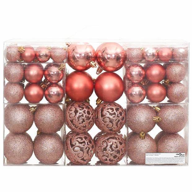 vidaXL Kerstballen 100 st 3/4/6 cm roze en rosé