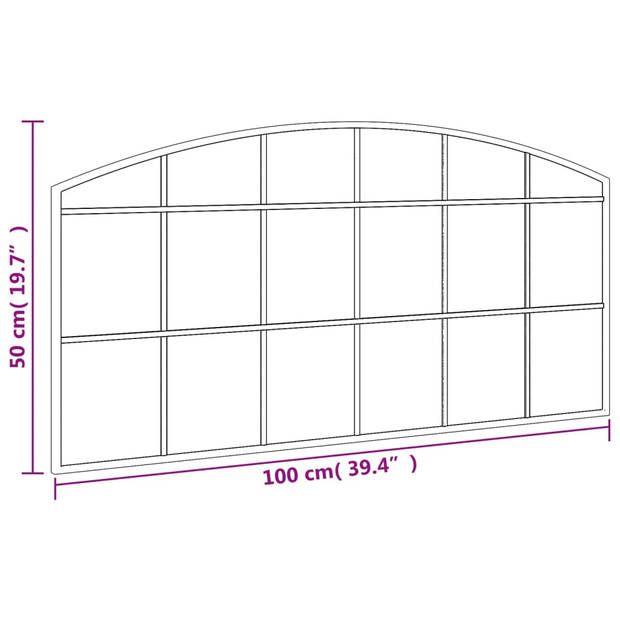 vidaXL Wandspiegel boog 100x50 cm ijzer zwart