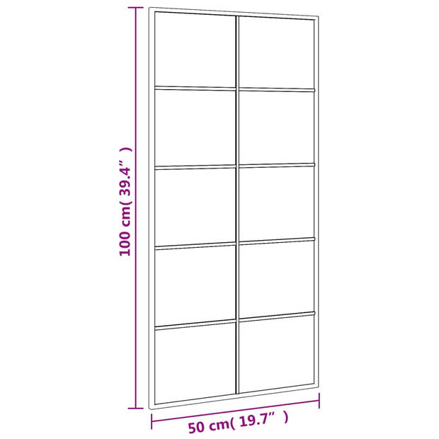 vidaXL Wandspiegel rechthoekig 50x100 cm ijzer zwart