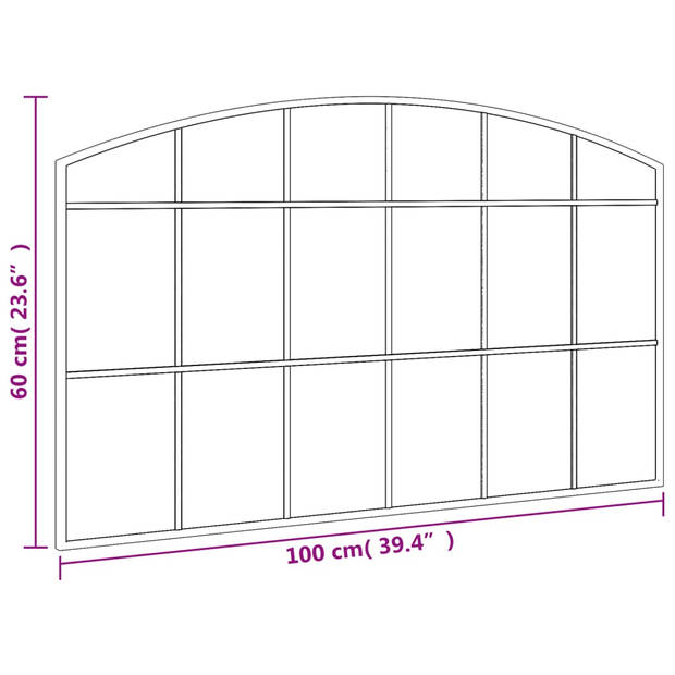 vidaXL Wandspiegel boog 100x60 cm ijzer zwart