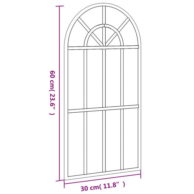 vidaXL Wandspiegel boog 30x60 cm ijzer zwart