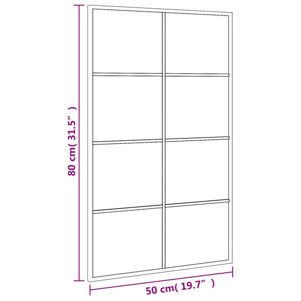 vidaXL Wandspiegel rechthoekig 50x80 cm ijzer zwart