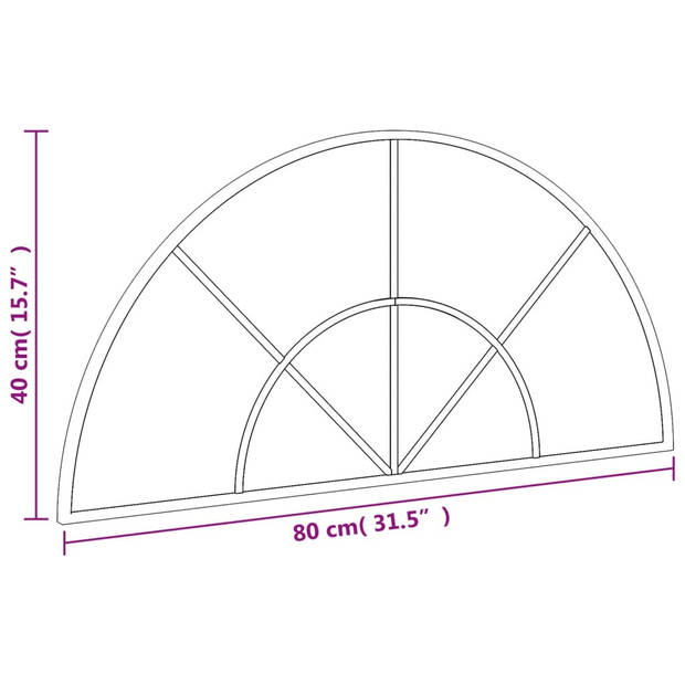 vidaXL Wandspiegel boog 80x40 cm ijzer zwart