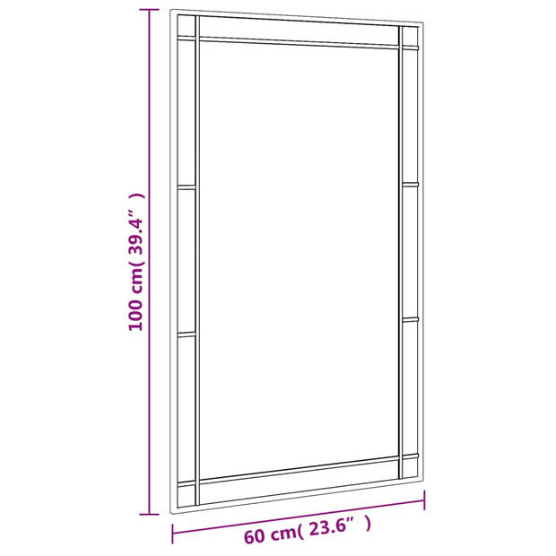 vidaXL Wandspiegel rechthoekig 60x100 cm ijzer zwart