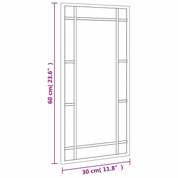 vidaXL Wandspiegel rechthoekig 30x60 cm ijzer zwart