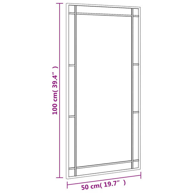 vidaXL Wandspiegel rechthoekig 50x100 cm ijzer zwart