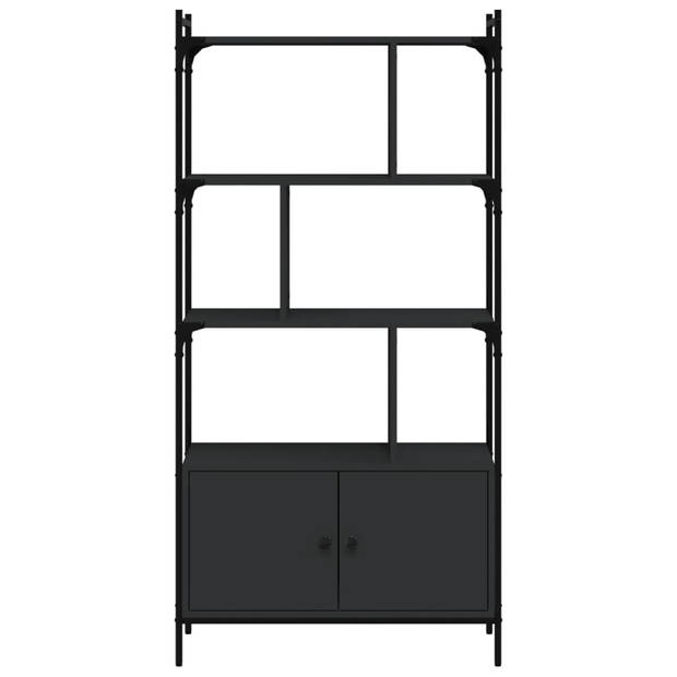 vidaXL Boekenkast met deuren 76,5x30x154,5 cm bewerkt hout zwart
