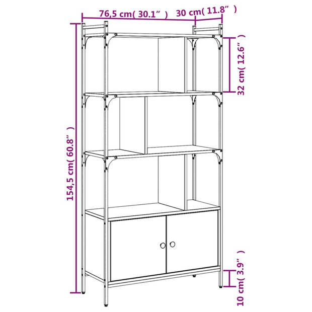 vidaXL Boekenkast met deuren 76,5x30x154,5 cm hout sonoma eikenkleurig