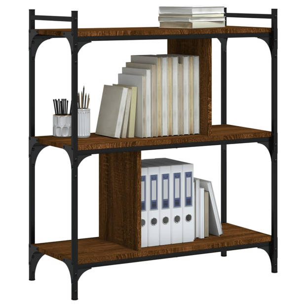 vidaXL Boekenkast 3-laags 76x32x88 cm bewerkt hout bruin eikenkleur