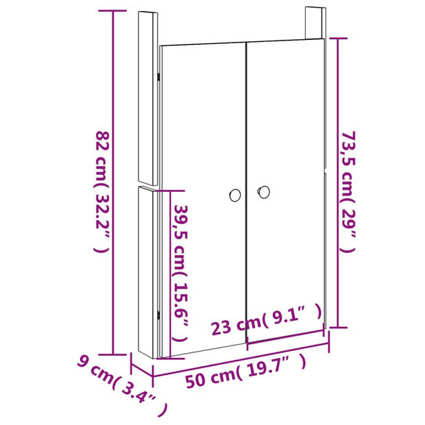 vidaXL Kastdeurtjes voor buitenkeuken 50x9x82 cm massief grenenhout