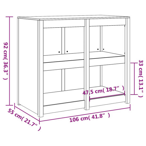 vidaXL Keukenkast voor buiten 106x55x92 cm massief grenenhout