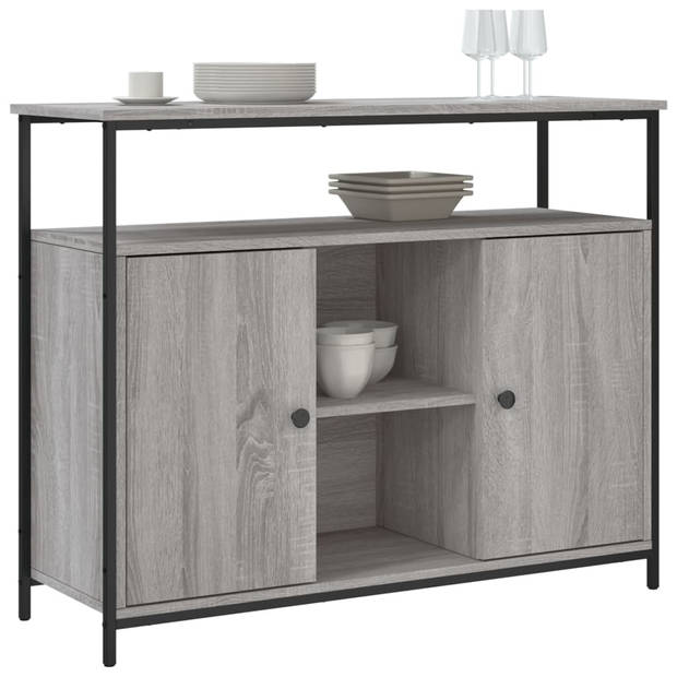 vidaXL Dressoir 100x35x80 cm bewerkt hout grijs sonoma