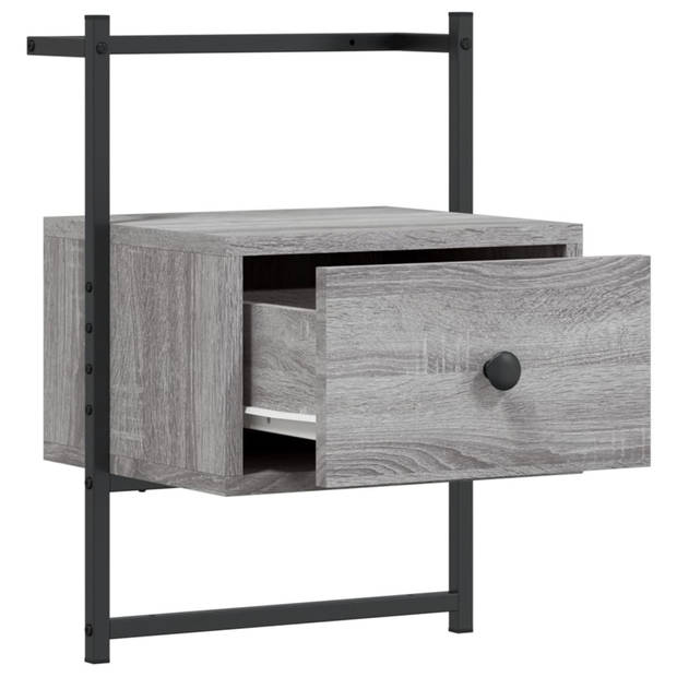 vidaXL Nachtkastjes 2 st wandgemonteerd 35x30x51 cm hout grijs sonoma