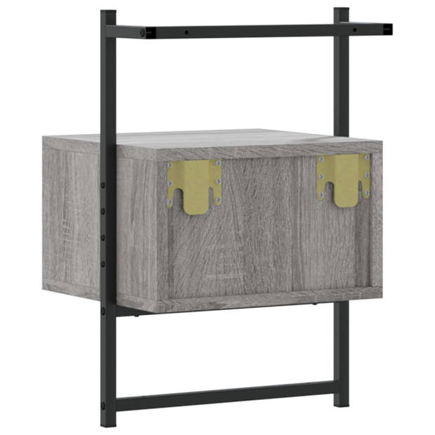 vidaXL Nachtkastjes 2 st wandgemonteerd 35x30x51 cm hout grijs sonoma