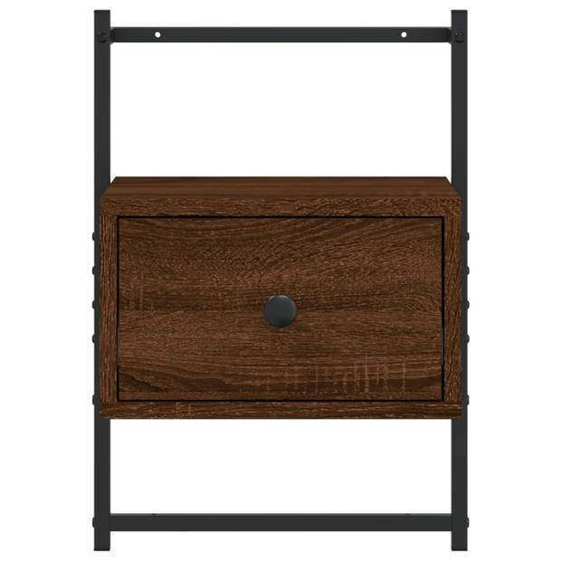 vidaXL Nachtkastjes 2 st wandgemonteerd 35x30x51 cm hout bruineiken