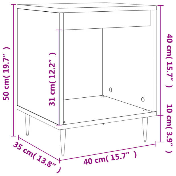 vidaXL Nachtkastje 40x35x50 cm bewerkt hout hoogglans wit