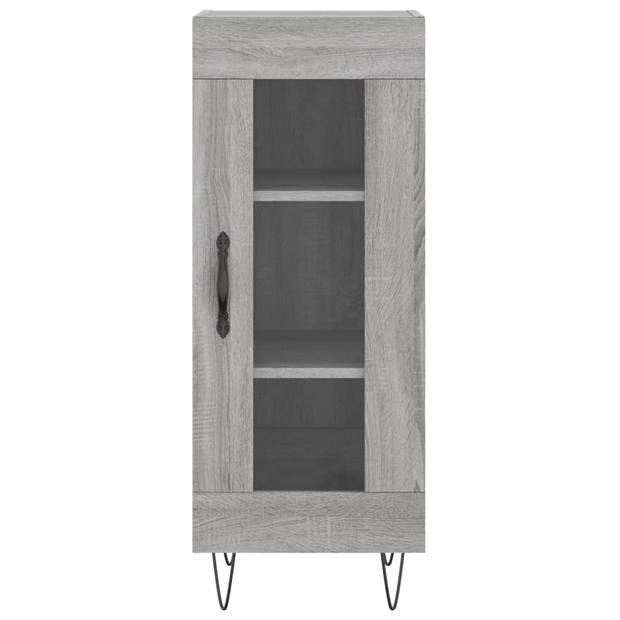 The Living Store Dressoir Opbergen Grijs Sonoma Eiken 34.5x34x90cm - Bewerkt Hout