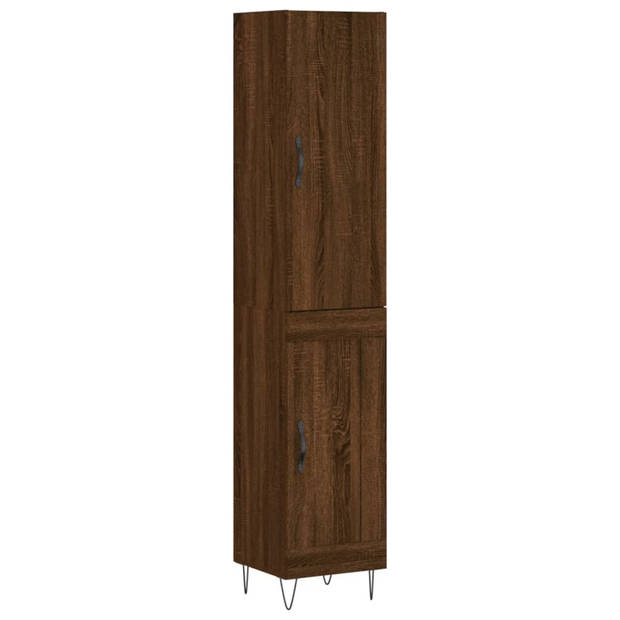 vidaXL Hoge kast 34,5x34x180 cm bewerkt hout bruin eikenkleur