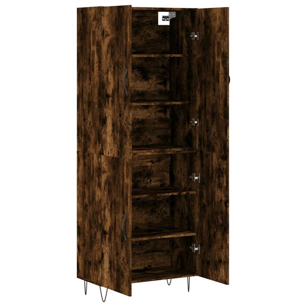 vidaXL Hoge kast 69,5x34x180 cm bewerkt hout gerookt eikenkleurig