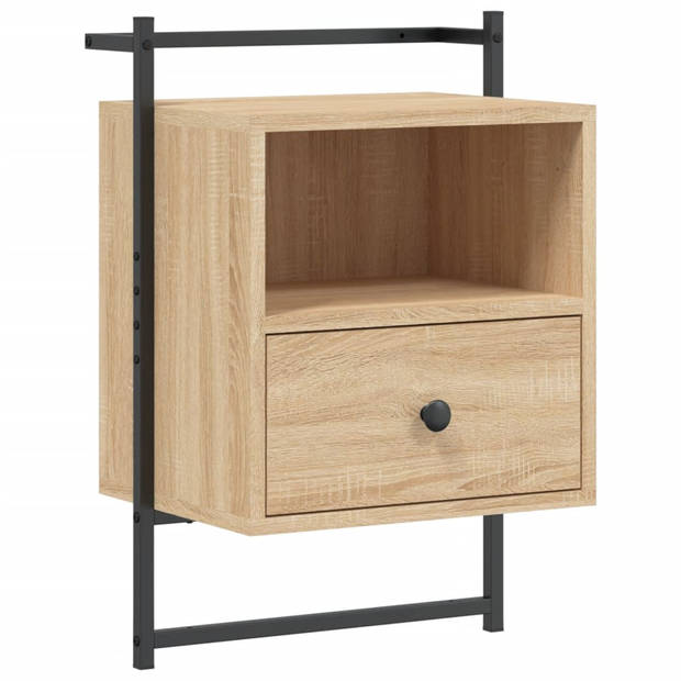 vidaXL Nachtkastjes 2 st wandgemonteerd 40x30x61 cm hout sonoma eiken