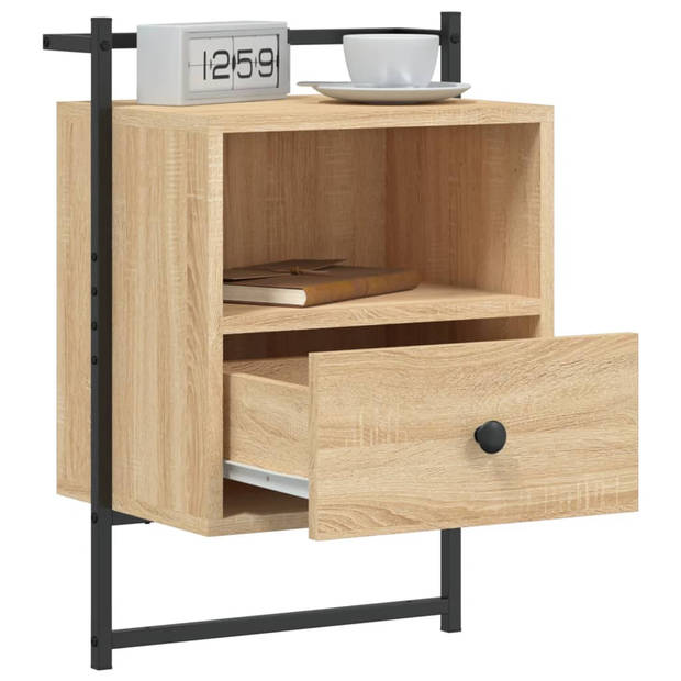 vidaXL Nachtkastjes 2 st wandgemonteerd 40x30x61 cm hout sonoma eiken