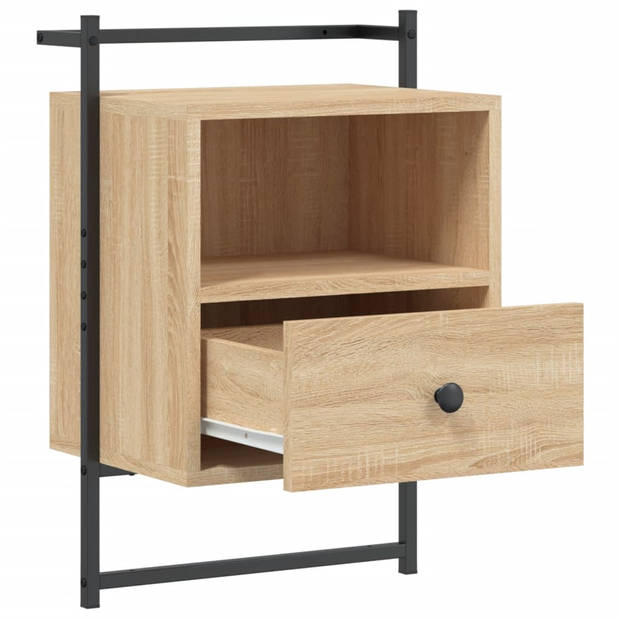 vidaXL Nachtkastjes 2 st wandgemonteerd 40x30x61 cm hout sonoma eiken