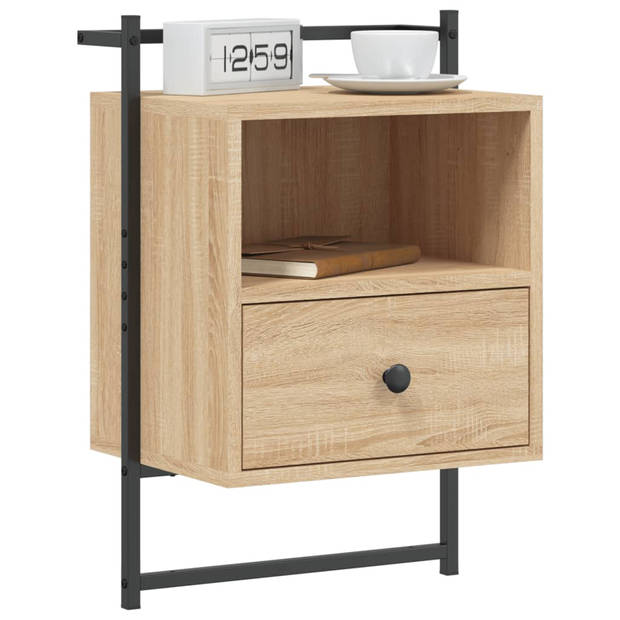 vidaXL Nachtkastjes 2 st wandgemonteerd 40x30x61 cm hout sonoma eiken