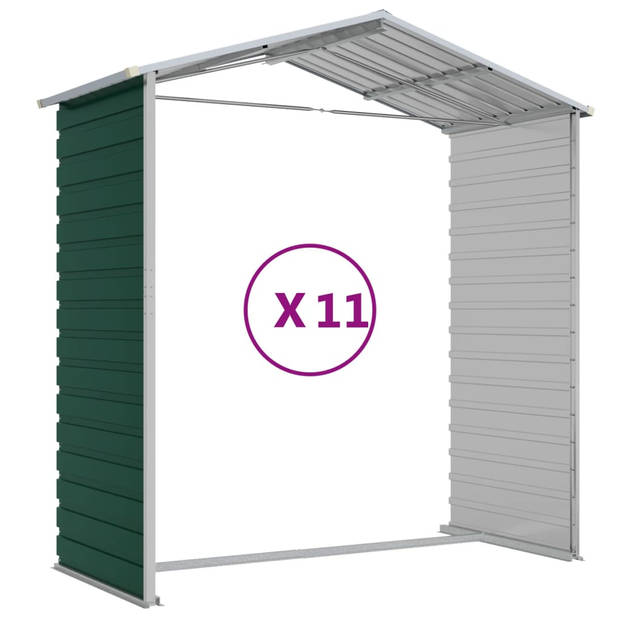 vidaXL Tuinschuur 191x980x198 cm gegalvaniseerd staal groen