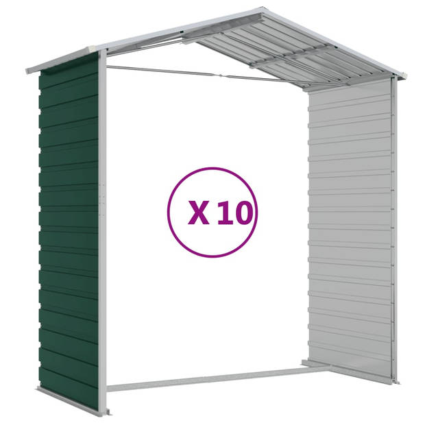 vidaXL Tuinschuur 191x895x198 cm gegalvaniseerd staal groen