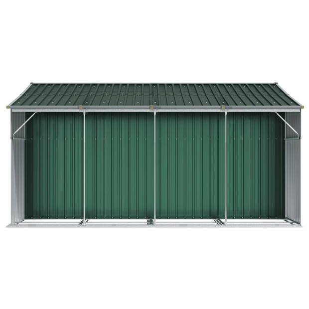 vidaXL Tuinschuur 277x365,5x179 cm gegalvaniseerd staal groen