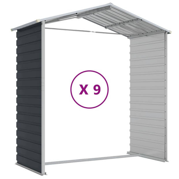 vidaXL Tuinschuur 191x810x198 cm gegalvaniseerd staal antracietkleurig