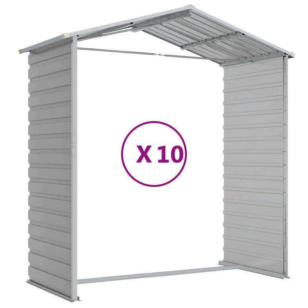 vidaXL Tuinschuur 191x895x198 cm gegalvaniseerd staal lichtgrijs