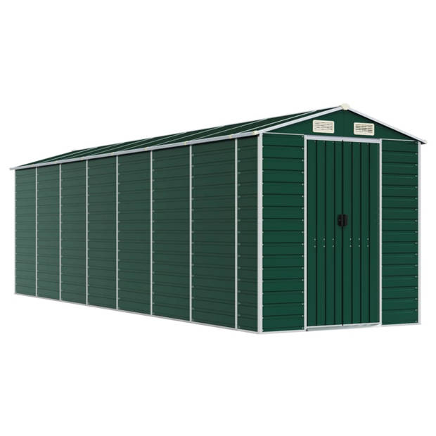 vidaXL Tuinschuur 191x640x198 cm gegalvaniseerd staal groen