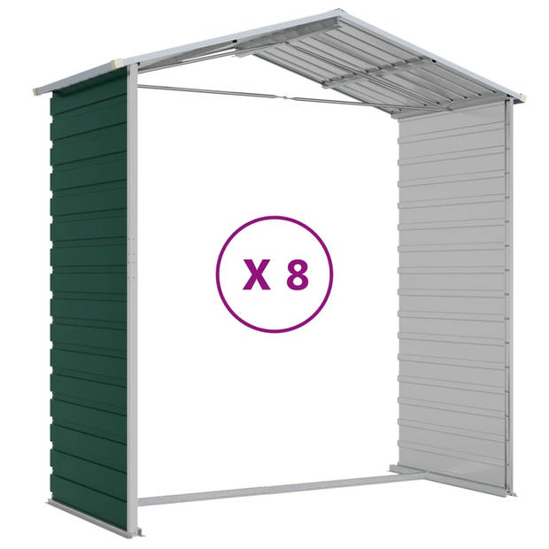 vidaXL Tuinschuur 191x725x198 cm gegalvaniseerd staal groen