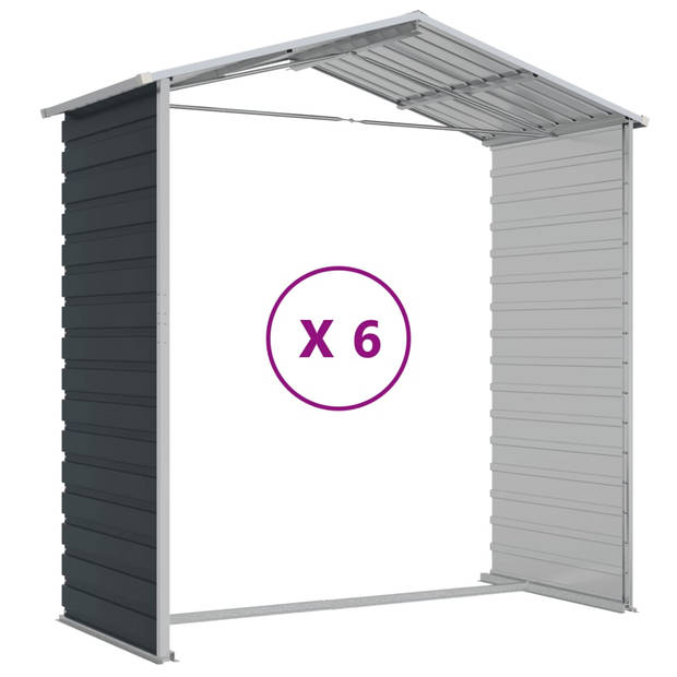 vidaXL Tuinschuur 191x555x198 cm gegalvaniseerd staal antracietkleurig