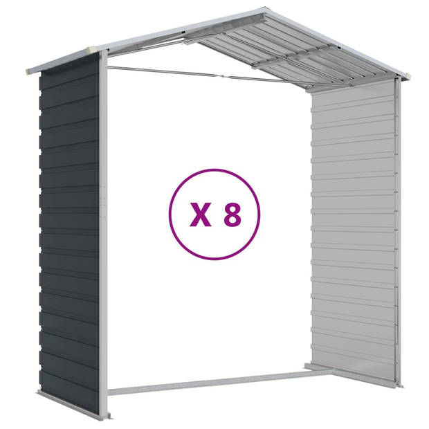 vidaXL Tuinschuur 191x725x198 cm gegalvaniseerd staal antracietkleurig