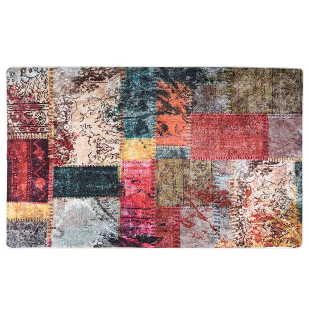 vidaXL Vloerkleed wasbaar anti-slip 120x170 cm patchwork meerkleurig