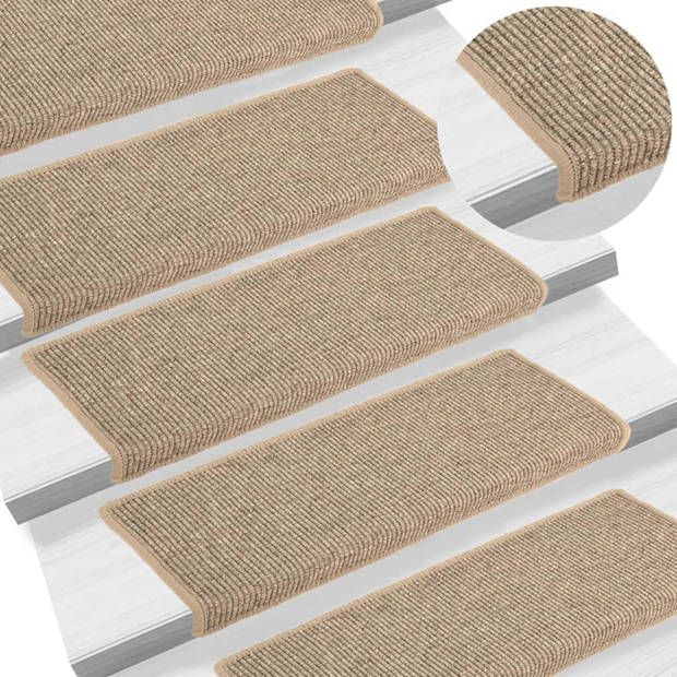 vidaXL Trapmatten zelfklevend 15 st 65x21x4 cm donkerbeige