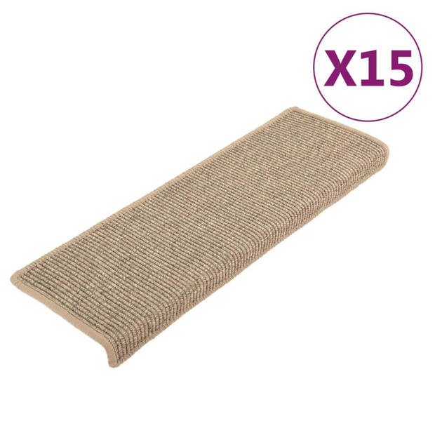 vidaXL Trapmatten zelfklevend 15 st 65x21x4 cm donkerbeige