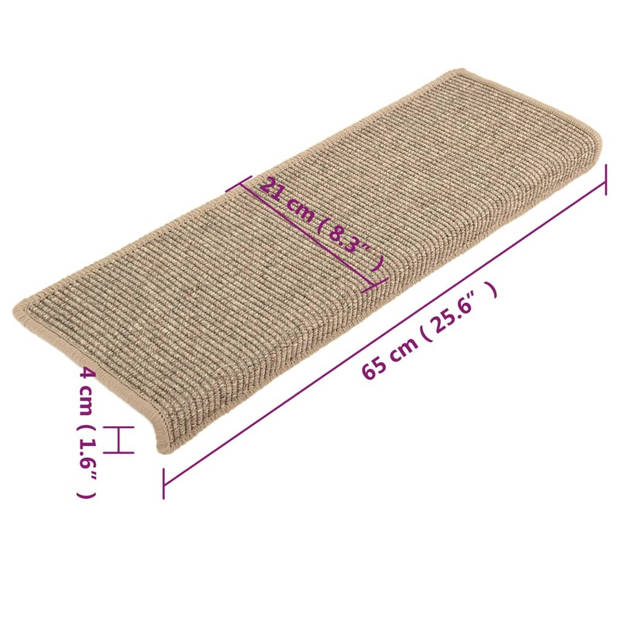 vidaXL Trapmatten zelfklevend 15 st 65x21x4 cm donkerbeige