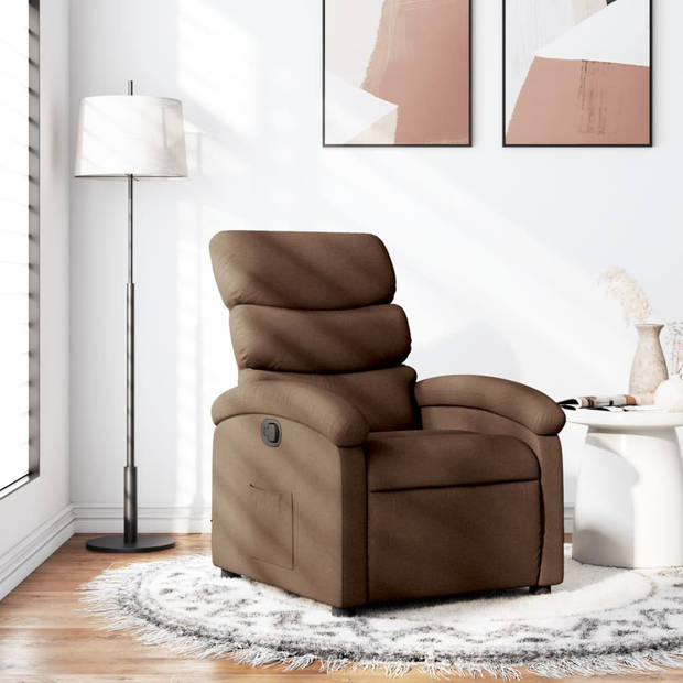 vidaXL Fauteuil verstelbaar stof bruin