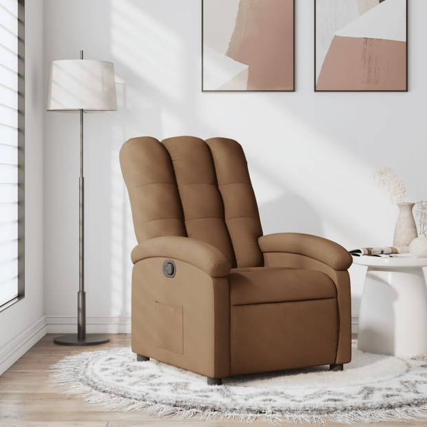 vidaXL Fauteuil verstelbaar stof bruin