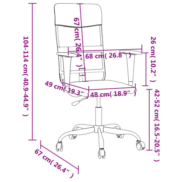 vidaXL Kantoorstoel verstelbare hoogte stof lichtgrijs