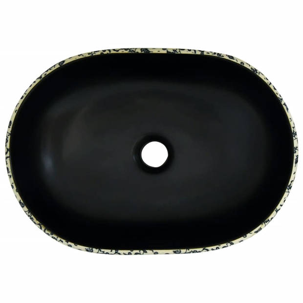 vidaXL Opzetwasbak ovaal 47x33x13 cm keramiek zwart en blauw