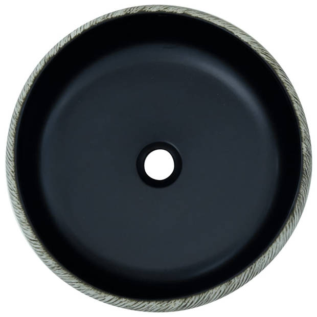 vidaXL Opzetwasbak rond F41x14 cm keramiek zwart en grijs